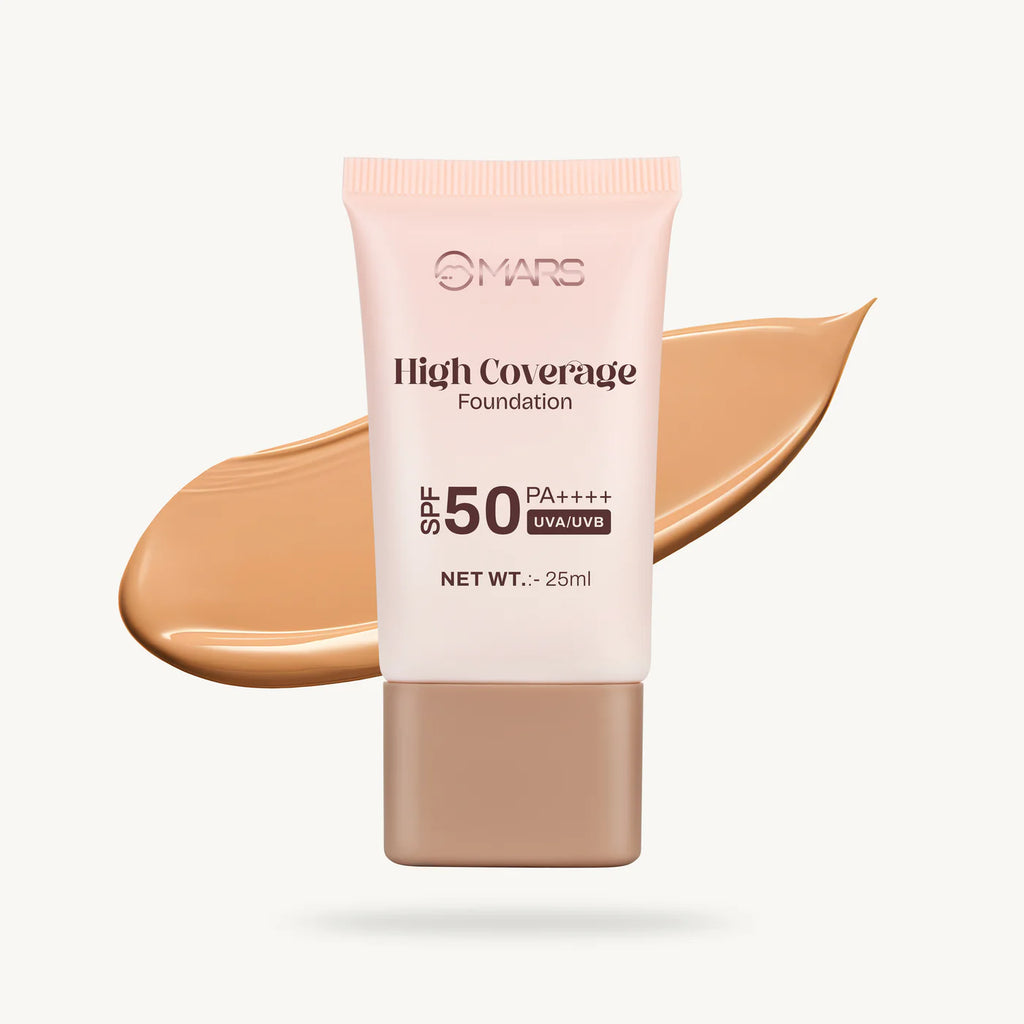 MARS High Coverage Foundation Tube SPF 50 PA++++ | Travel-Friendly Matte Foundation