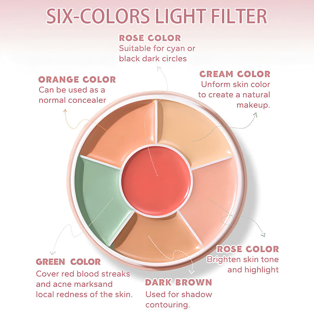 Beauty Glazed Soft Phantom Concealer 6 Color Palette | Full Coverage Conceal & Contour