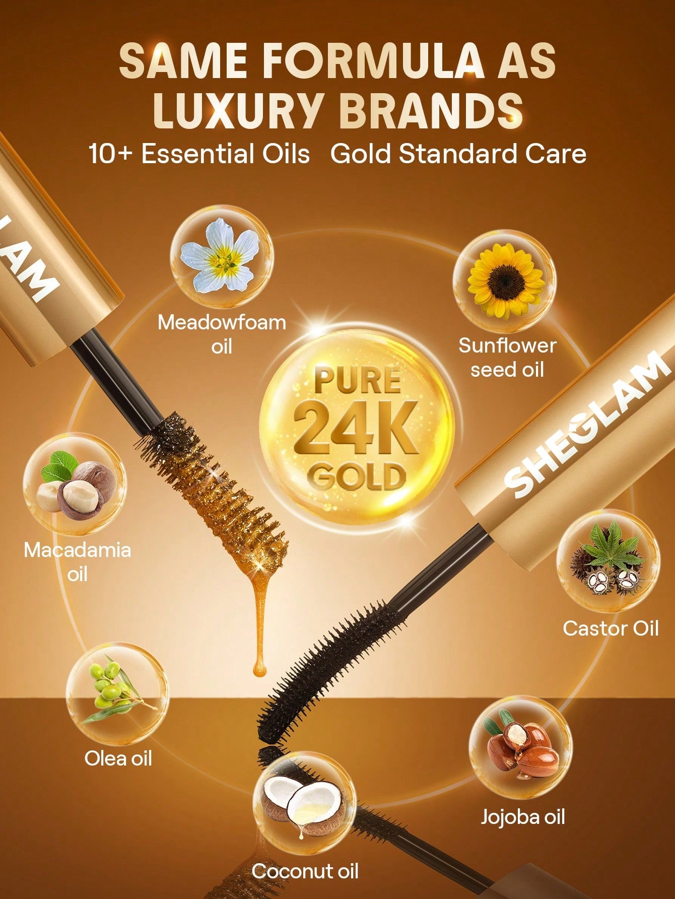 Sheglam All-In-One 24K Multi-Effect Mascara | Lengthening & Volumizing Luxury Lashes