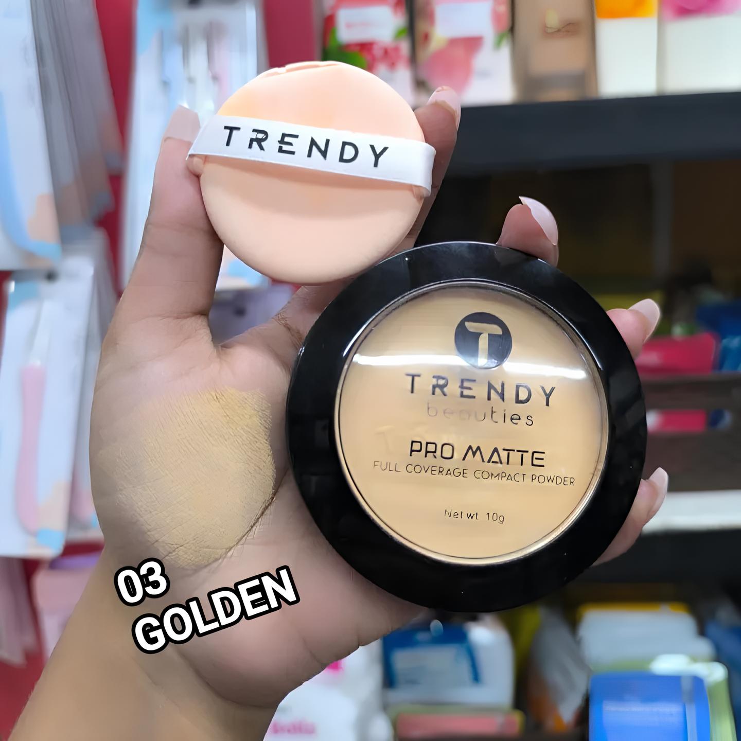 TRENDY Beauty Pro Matte Compact Powder – Full Coverage & Oil Control