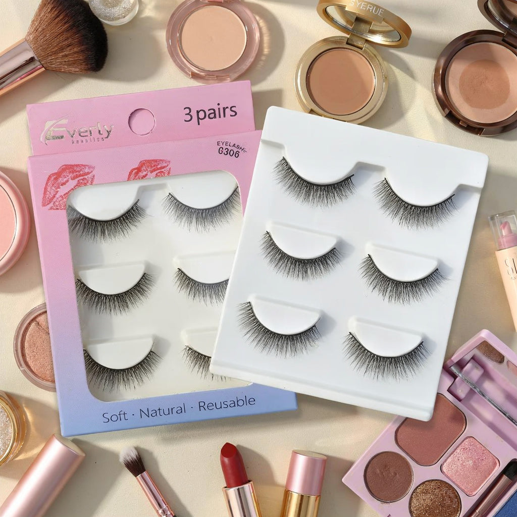 Everly Beauties G300 Series 3Pair False Eyelash Set | Lightweight Reusable Lashes