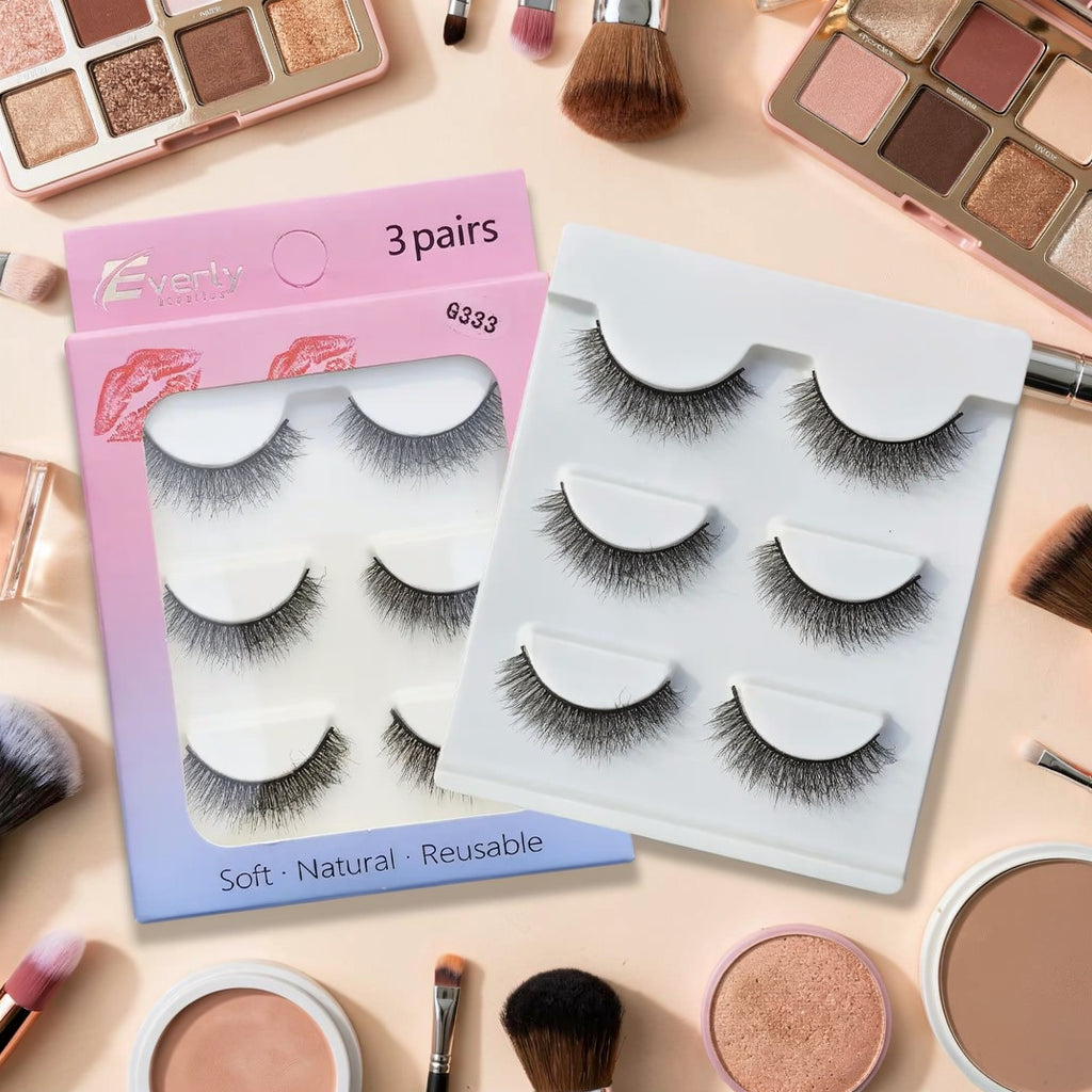 Everly Beauties G300 Series 3Pair False Eyelash Set | Lightweight Reusable Lashes