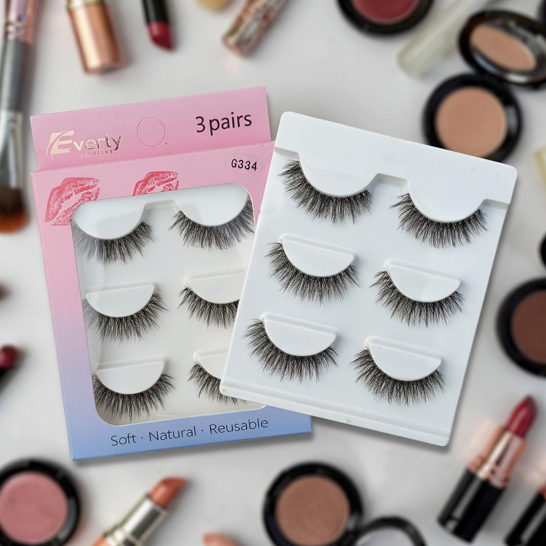 Everly Beauties G300 Series 3Pair False Eyelash Set | Lightweight Reusable Lashes