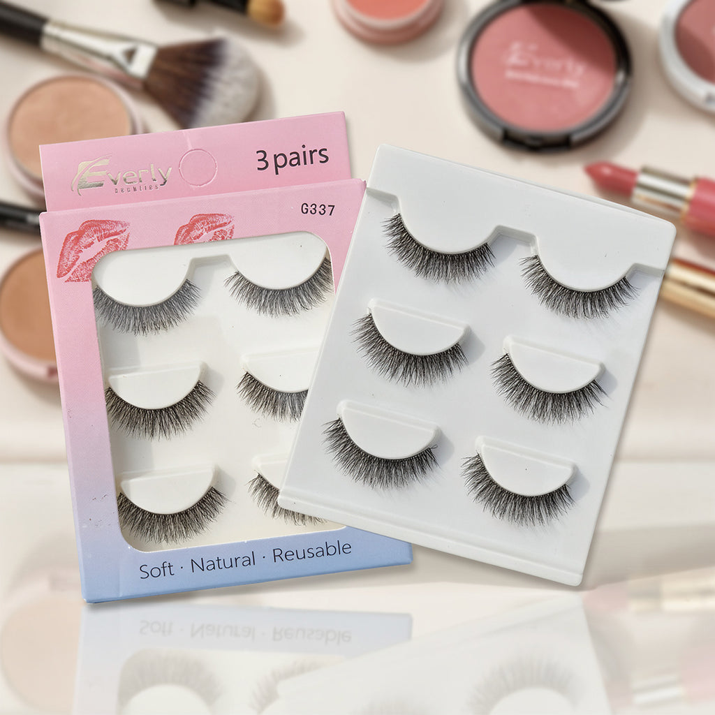 Everly Beauties G300 Series 3Pair False Eyelash Set | Lightweight Reusable Lashes