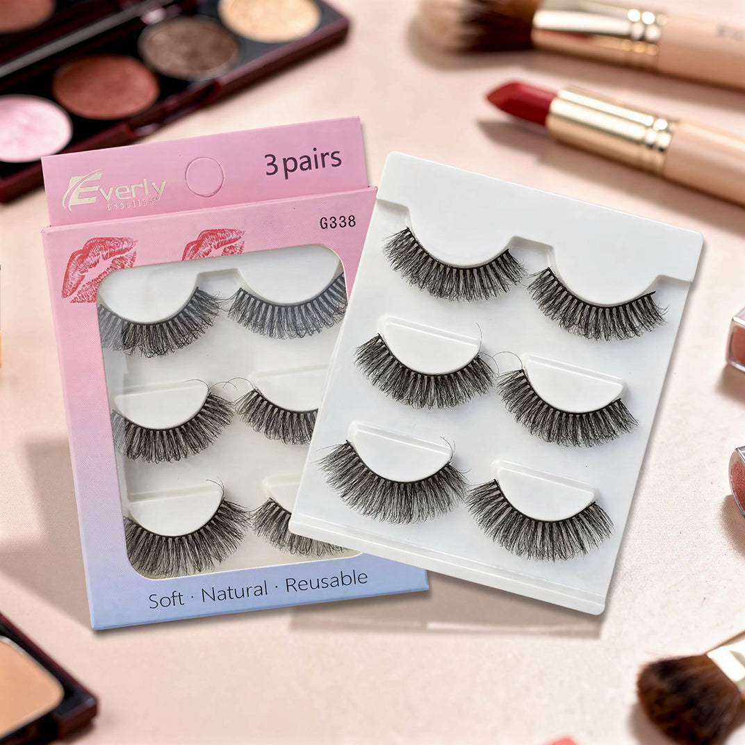 Everly Beauties G300 Series 3Pair False Eyelash Set | Lightweight Reusable Lashes