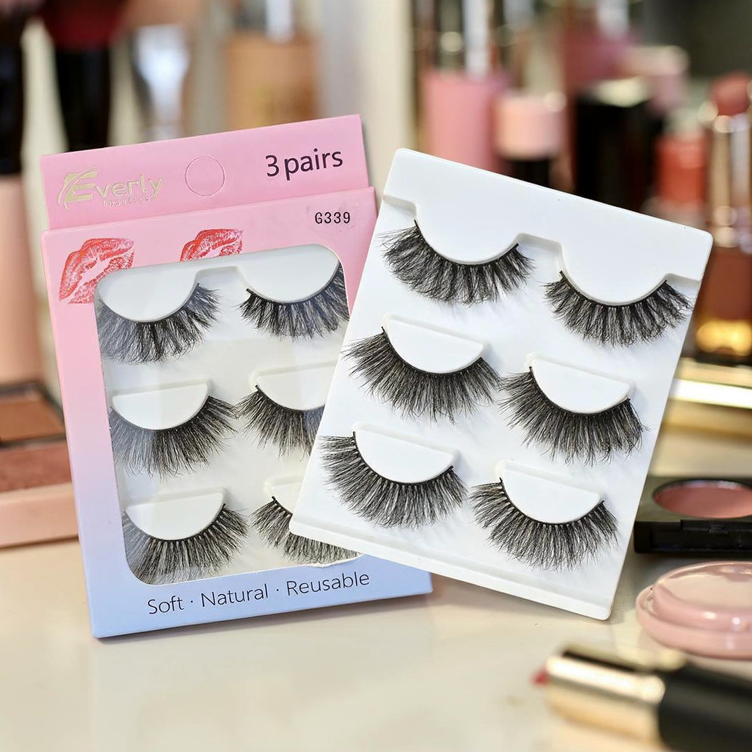 Everly Beauties G300 Series 3Pair False Eyelash Set | Lightweight Reusable Lashes