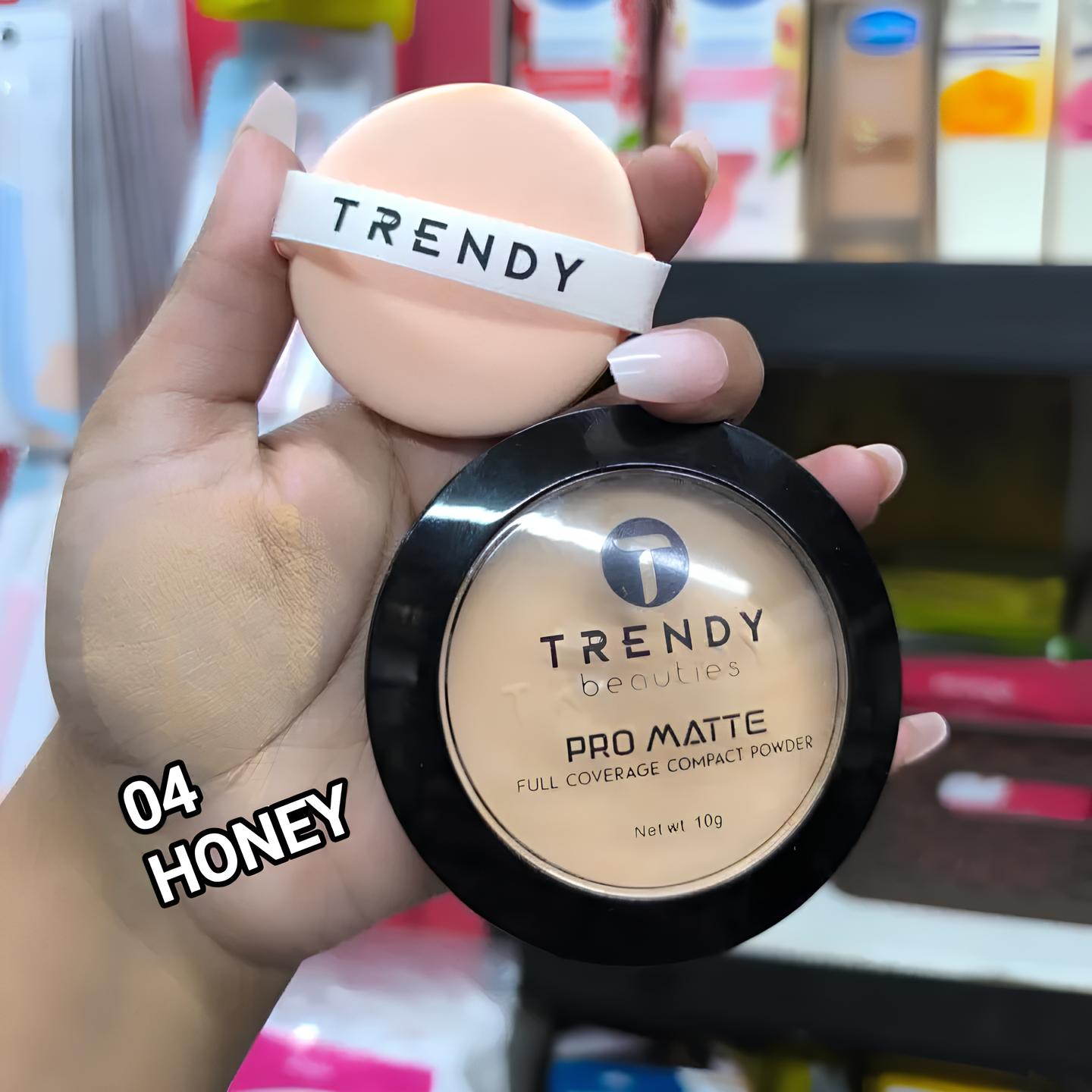 TRENDY Beauty Pro Matte Compact Powder – Full Coverage & Oil Control