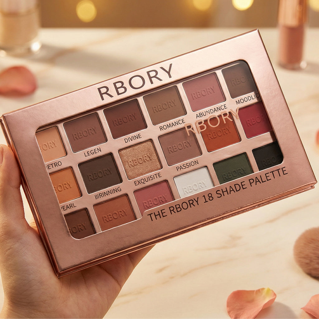 Rbory 18-Shade Matte Eyeshadow Palette - Velvety Full Pigment