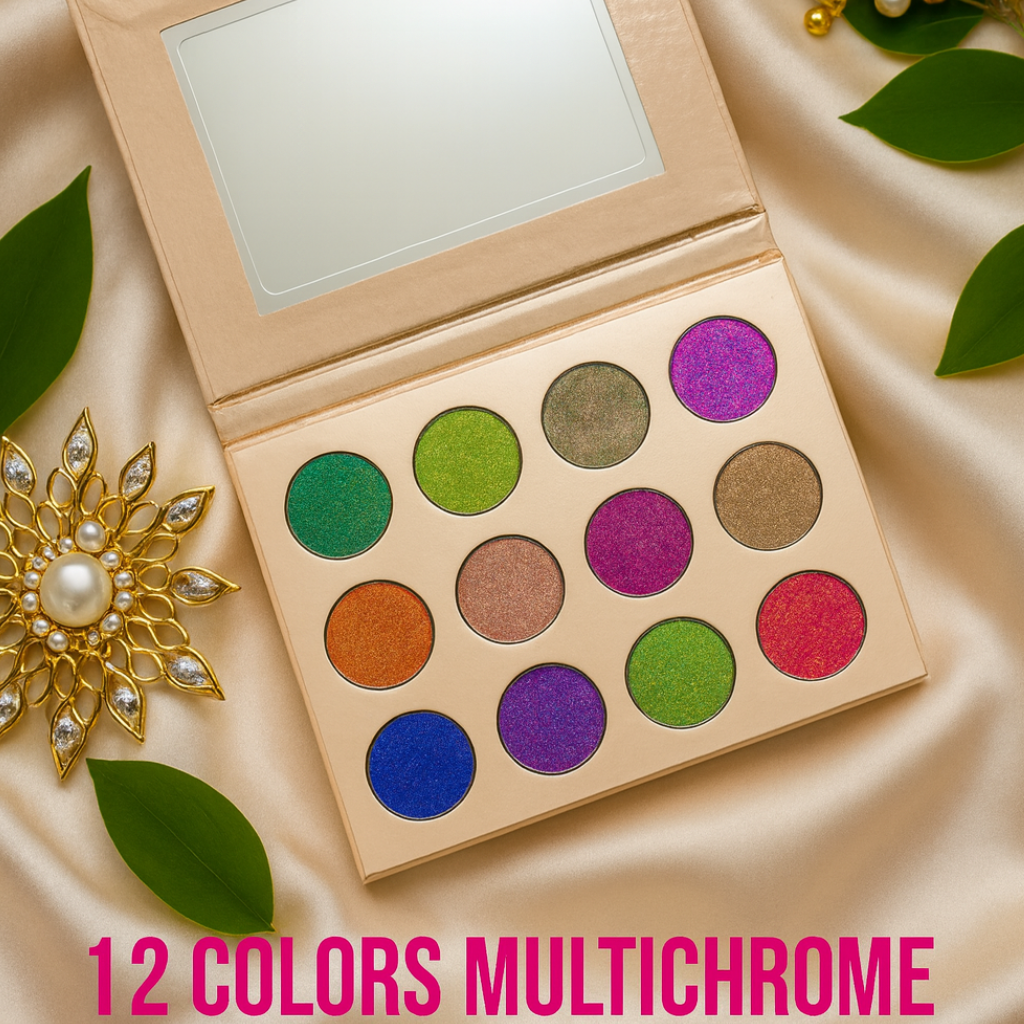 Everly Beauties 12 Colors Multichrome Pressed Pigment Eyeshadow Palette