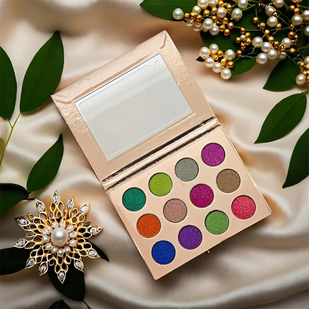 Everly Beauties 12 Colors Multichrome Pressed Pigment Eyeshadow Palette
