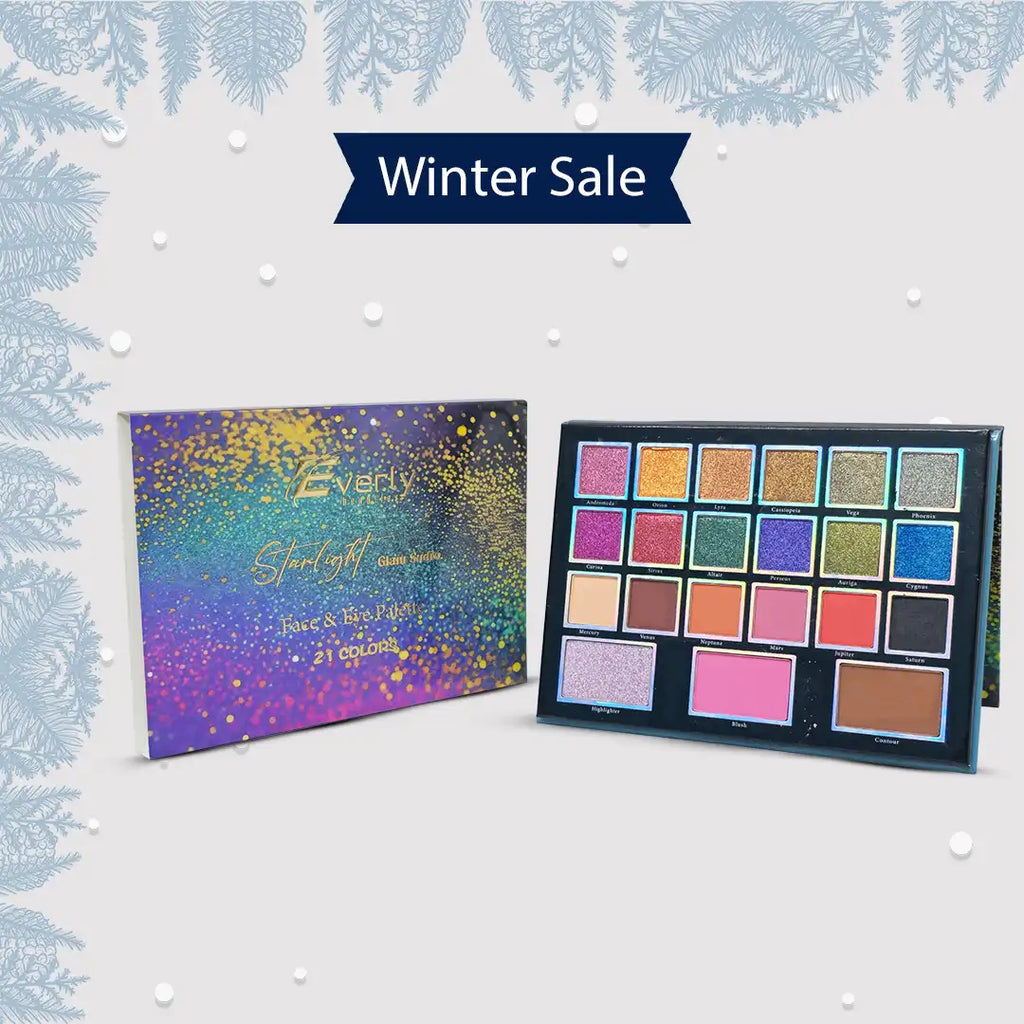Everly Beauties Starlight Glam Studio Face & Eye Palette | 21-Shade All-in-One Makeup Palette