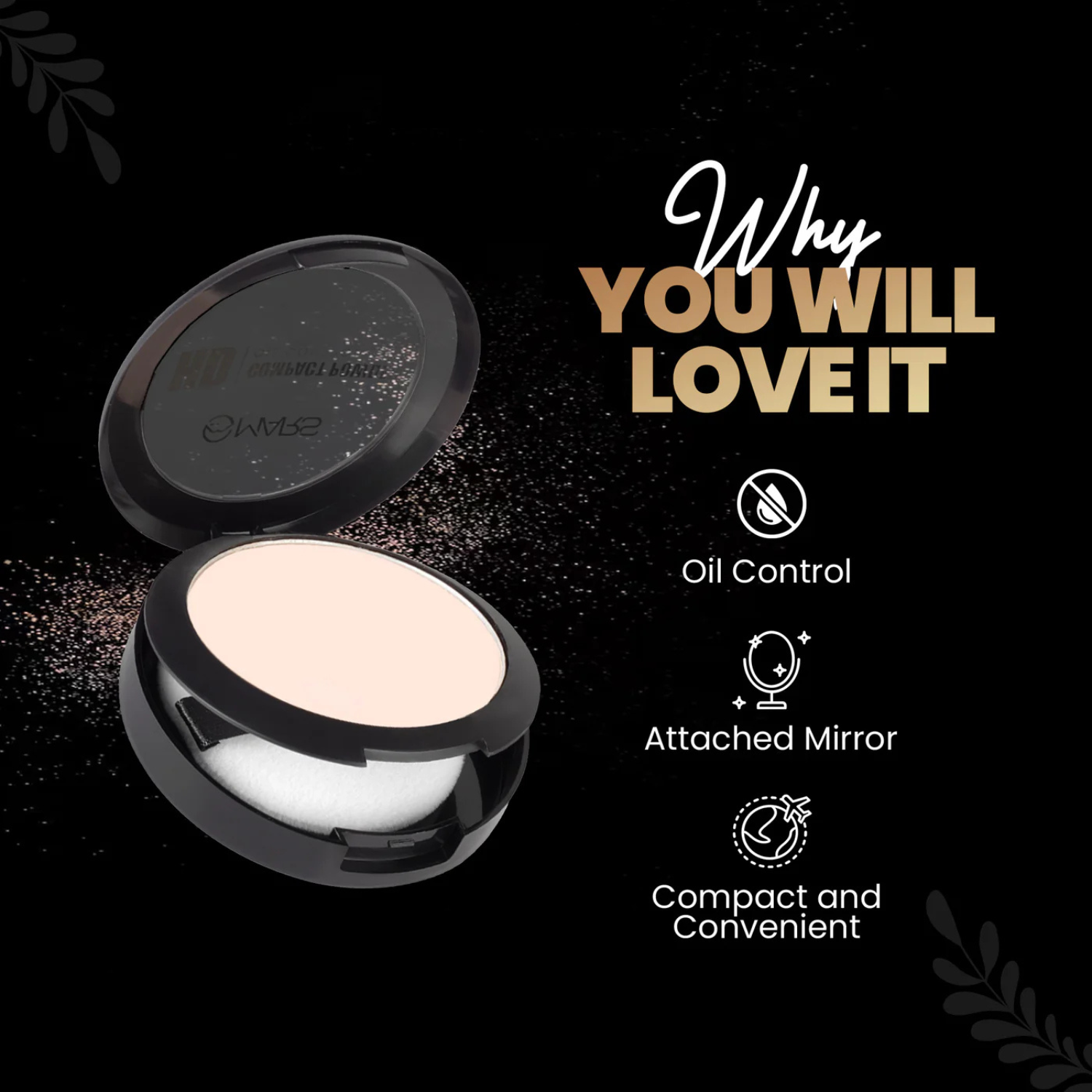 MARS HD Compact Powder | Oil Control & Matte Finish | Lightweight Coverage