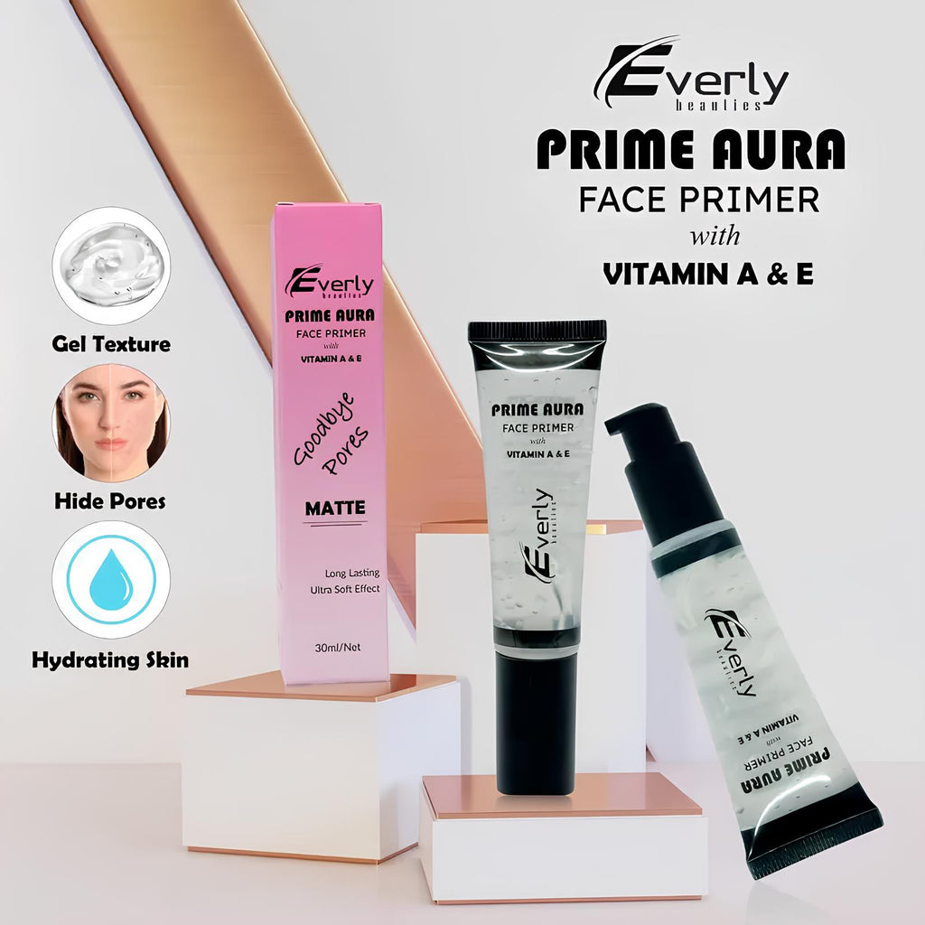 Everly Beauties Prime Aura Face Primer – Hydrating &amp; Pore-Minimizing 30ml