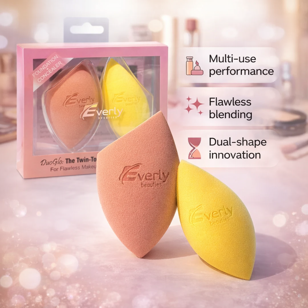 Everly Beauties Duo Glo Twin Touch Beauty Sponge | Dual Shape Makeup Blender