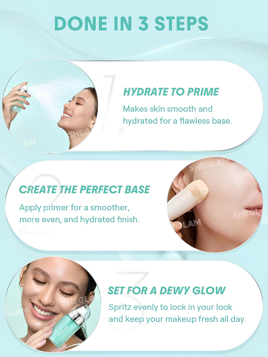 SHEGLAM Good Grip Hydrating Prime & Set Spray – Oil-Free, Silicone-Free Primer
