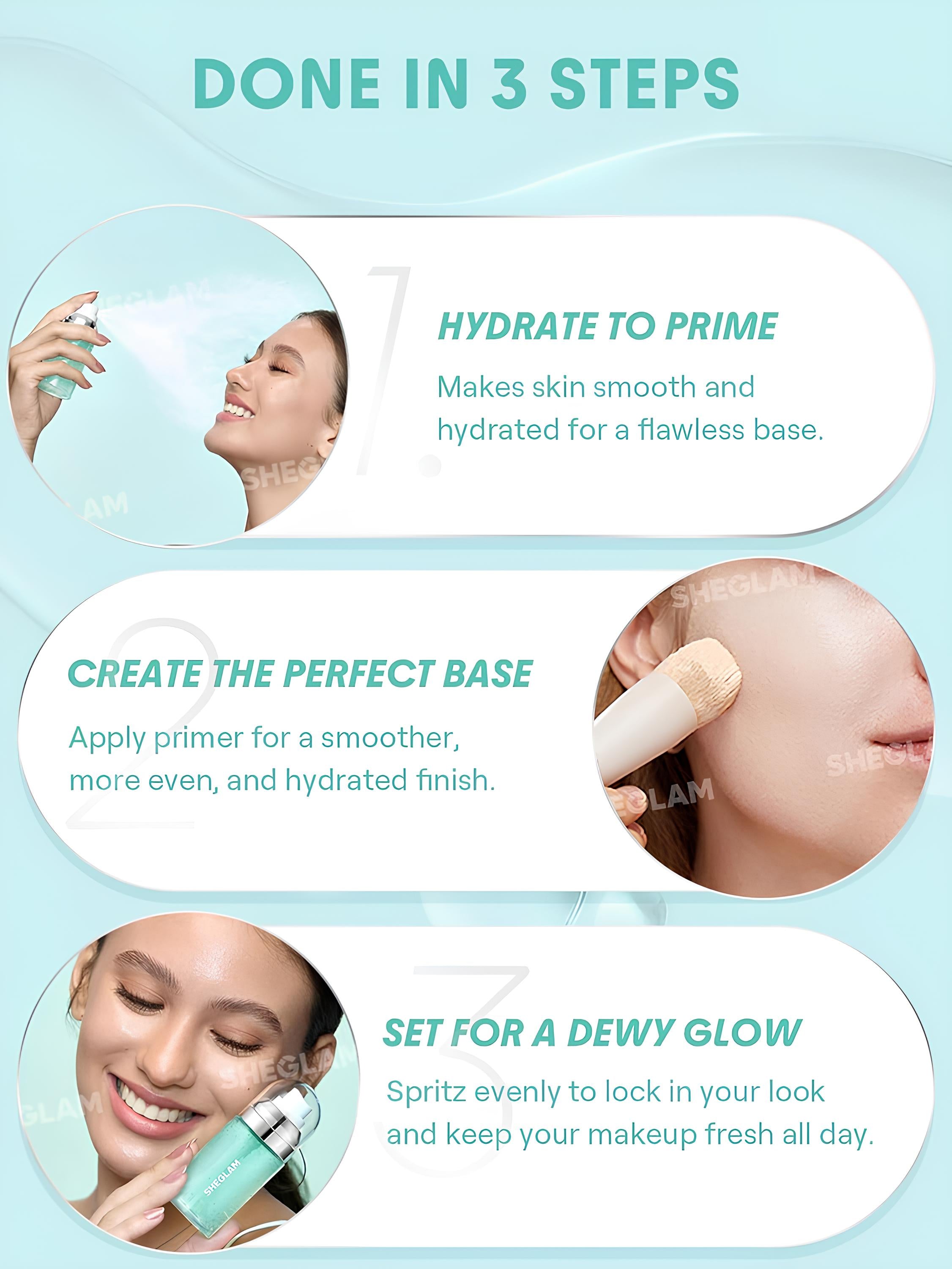 SHEGLAM Good Grip Hydrating Prime & Set Spray – Oil-Free, Silicone-Free Primer