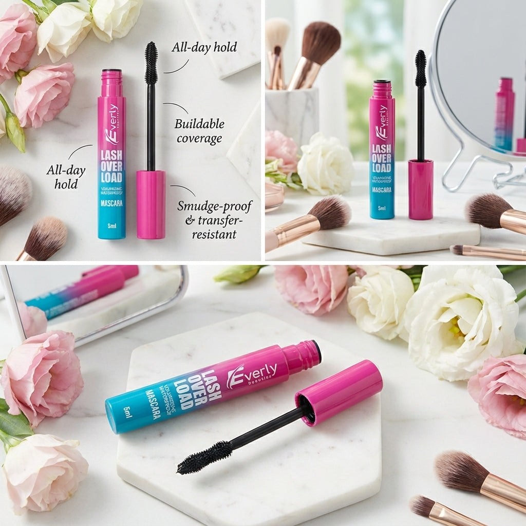 Everly Beauties Lash Over Load Waterproof Volumizing Mascara | Bold Black Lashes