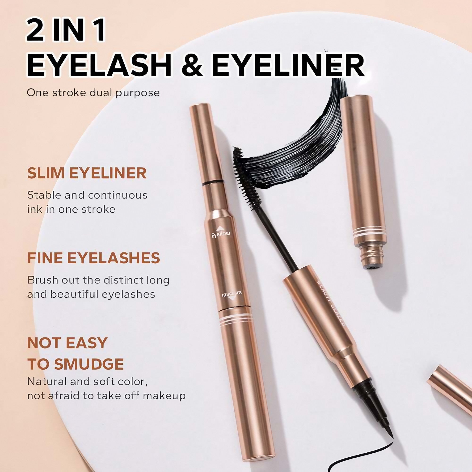 Beauty Glazed Bushy Big Eyes Mascara & Eyeliner | Waterproof 2-in-1 Eye Makeup