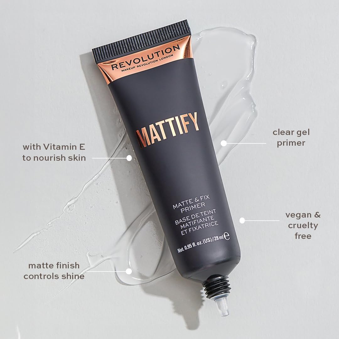 Makeup Revolution Mattify Matte &amp; Fix Face Primer – Lightweight, Oil-Control 28ml