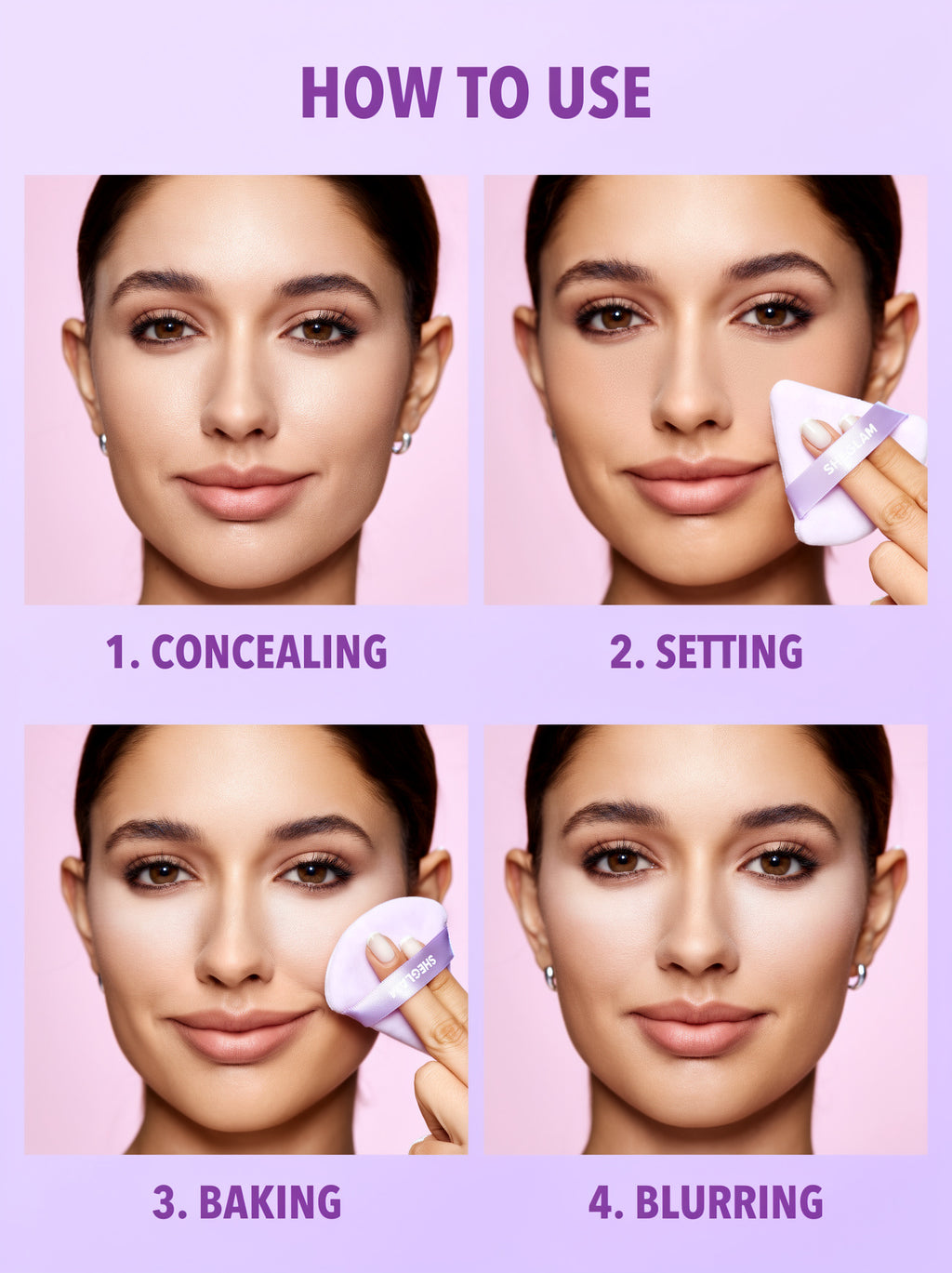 Sheglam Insta-Ready Powder Puff | Soft Triangle Makeup Puff for Loose & Pressed Powder