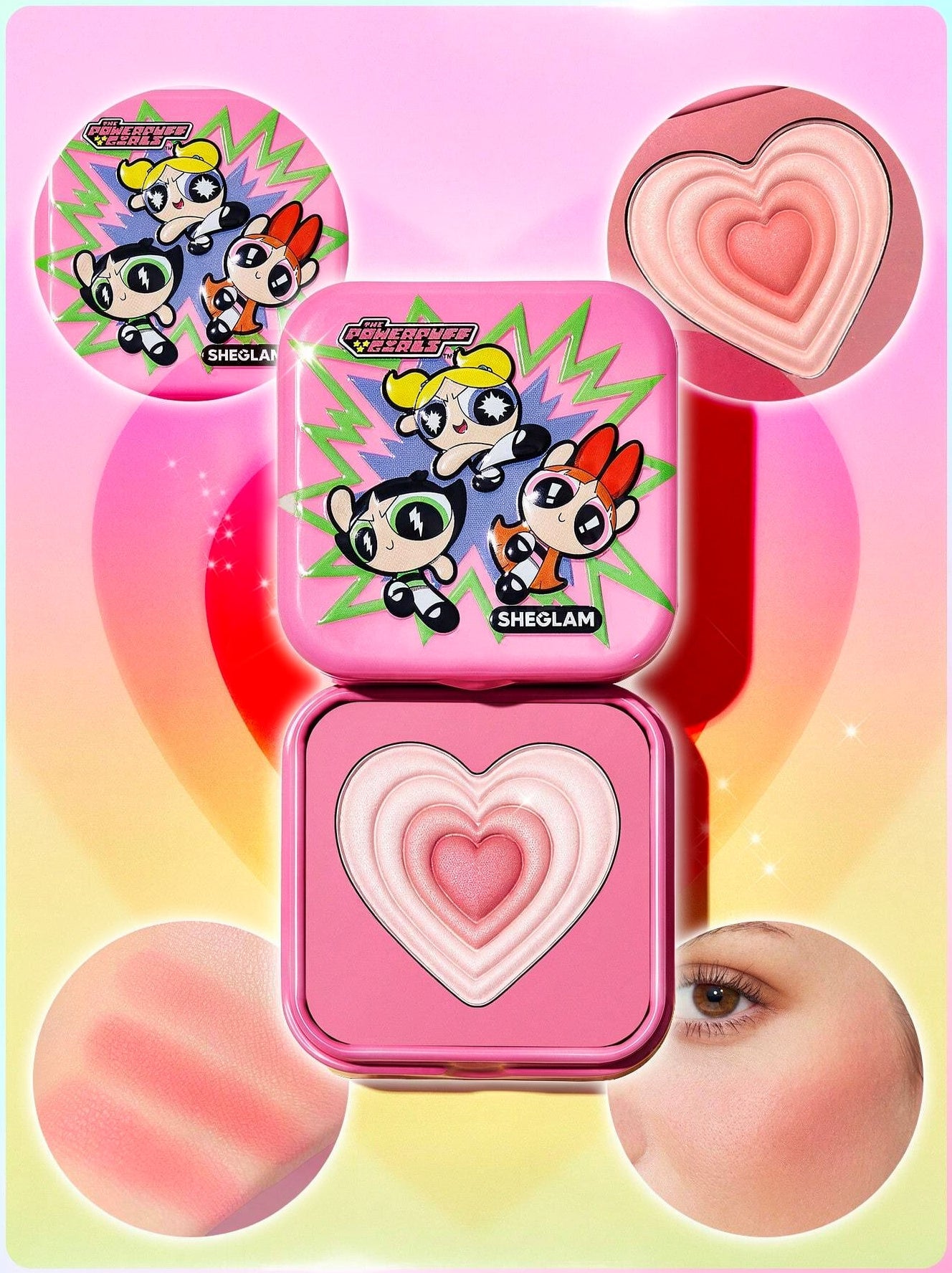 Sheglam Powerpuff Girls X SHEGLAM Tough Love Shimmer Blush – Utonium | Radiant Heart-Shaped Blush