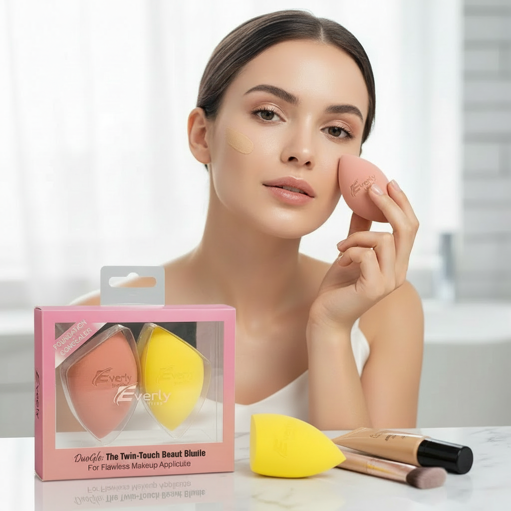 Everly Beauties Duo Glo Twin Touch Beauty Sponge | Dual Shape Makeup Blender